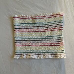 Multi color striped white baby tee